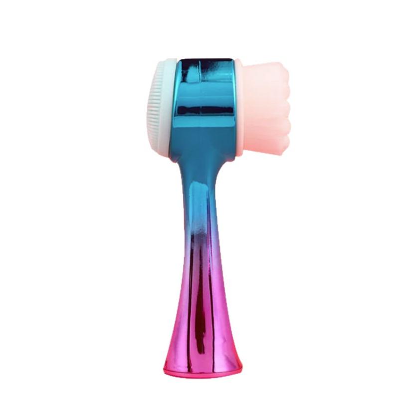 New Electroplated Soft Bristle Cleaning Brush, Face Wash Brush, Silicone Manual Facial Cleansing Device, Deep Pore Cleaning, Blackhead Brush