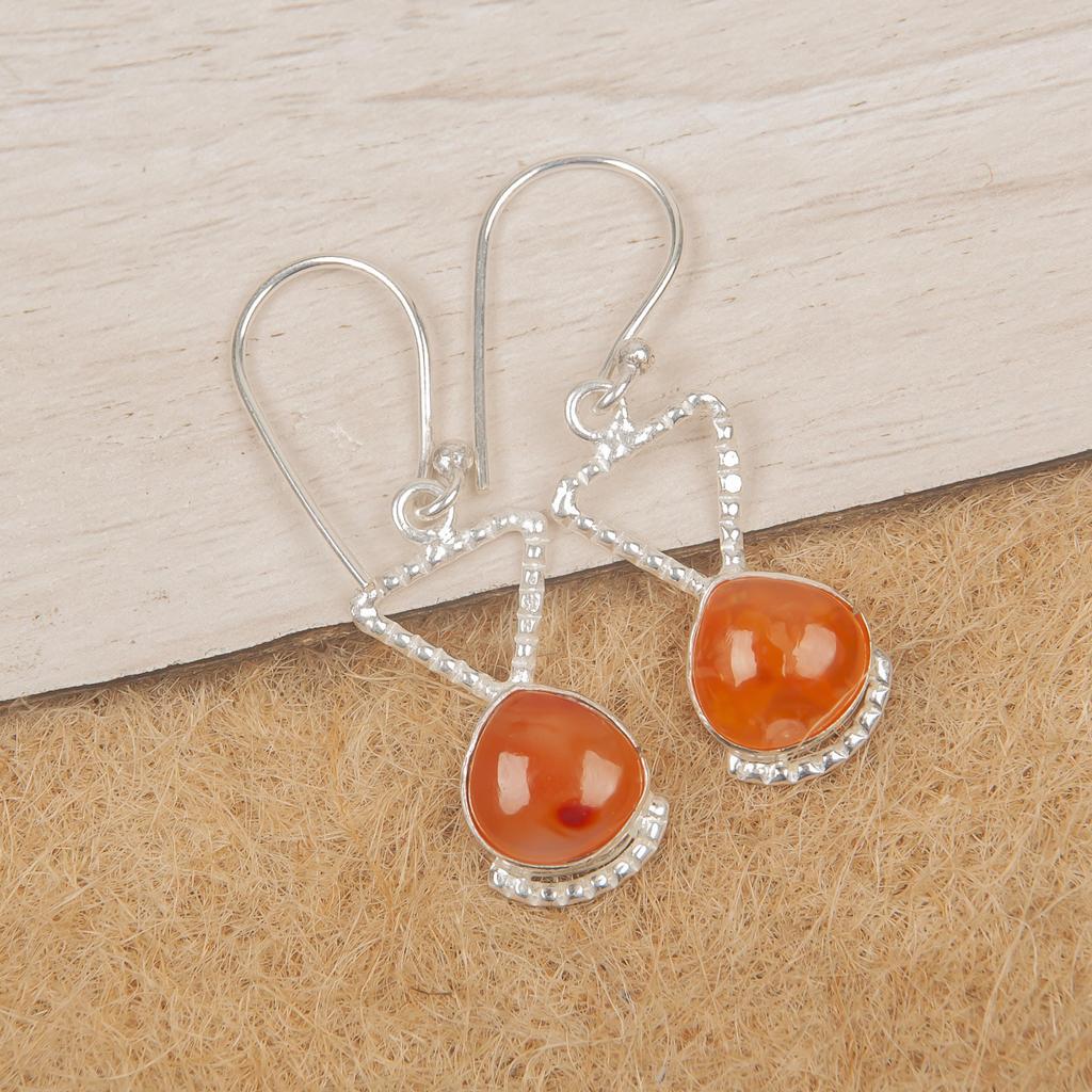 Cercei din argint sterlin masiv 925, carneol, bijuterii lucrate manual cu pietre prețioase, cadouri pentru soție, cercei noi