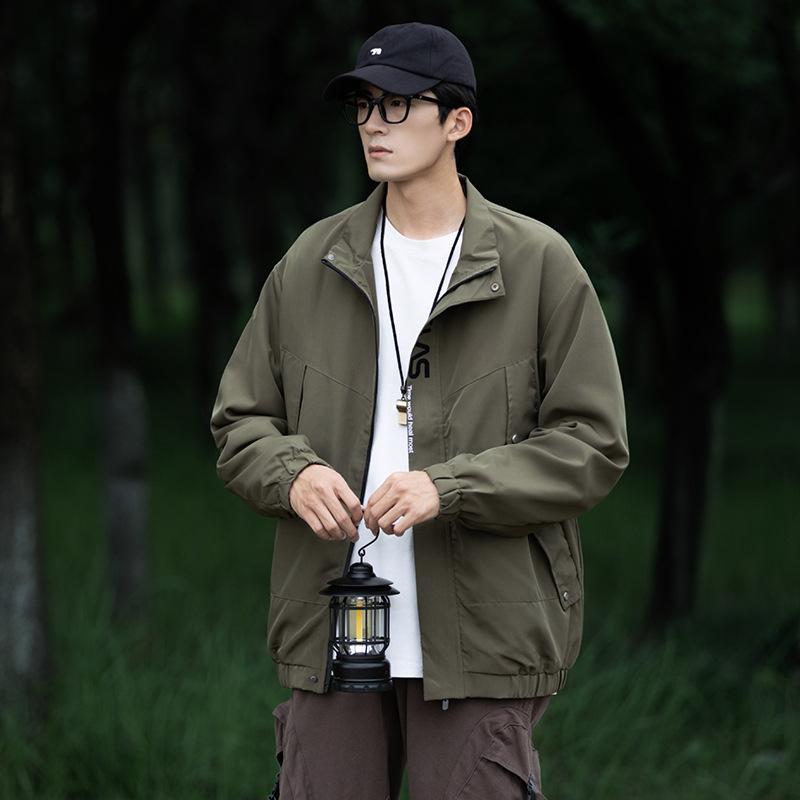 American Fleece Jacket Boys Autumn and Winter Tooling Hooded Trench Coat Jacket Windproof