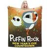 Puffin Rock Warm Soft Graphic Plush Throw Blanket for Kids Bedroom Flannel Bedspread Cover