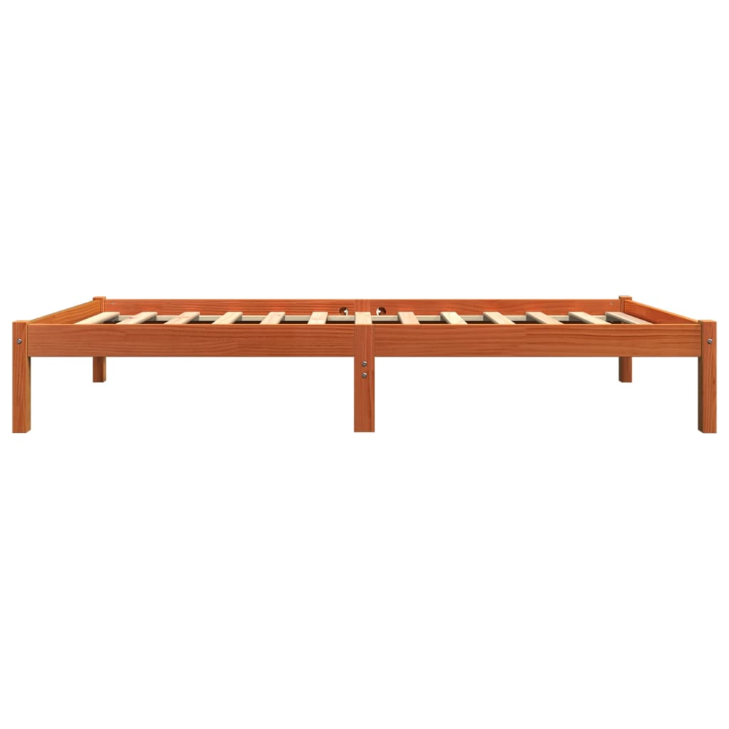 Vidaxl Bed Frame Without Mattress, Waxed Brown, 90X200 Cm, Solid Pine