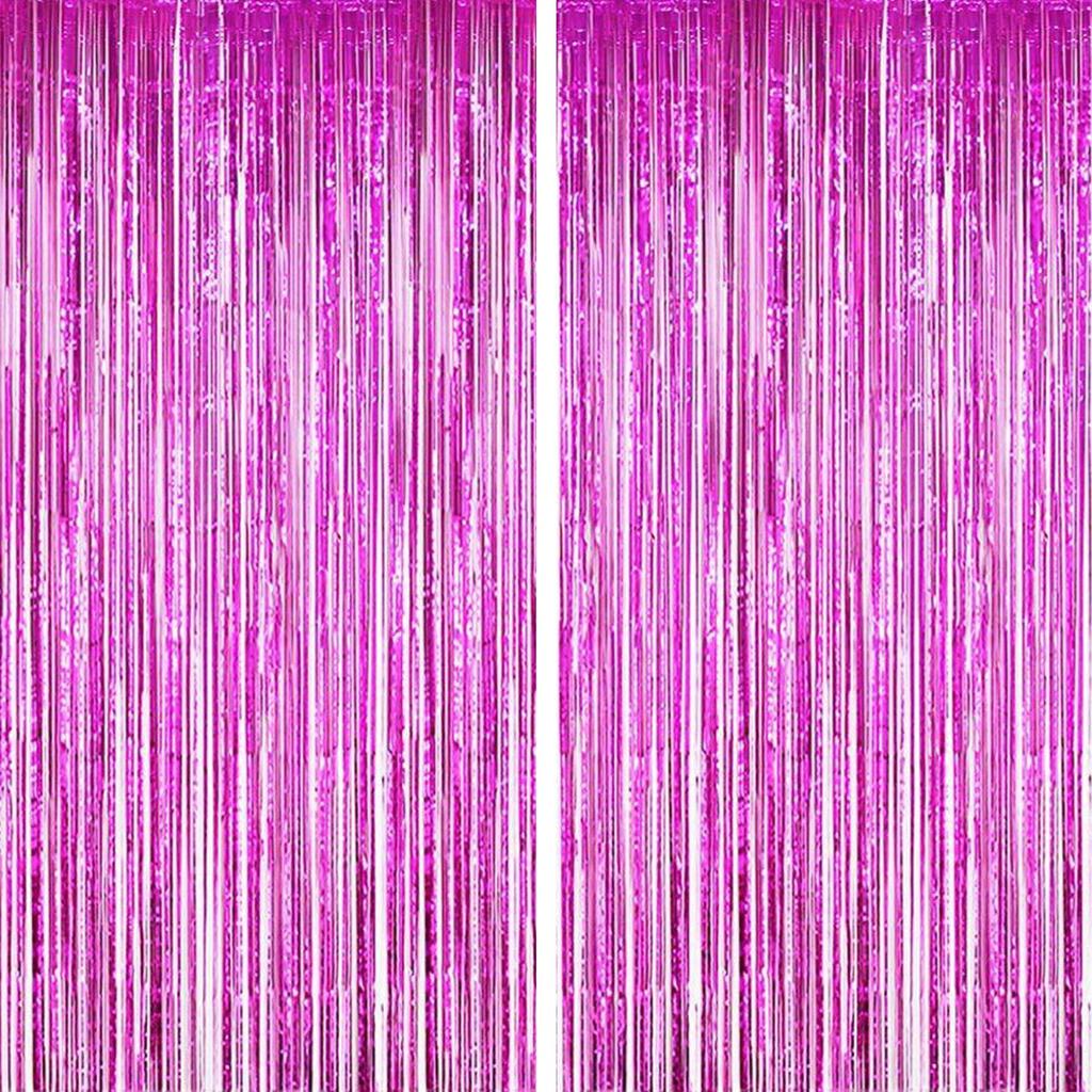 Lametta Folien Fransen Vorhänge 3,3x8,2 Fuß, 2er-Pack Metallische Lametta Streamer Vorhänge Hintergrund Fotokabinen Requisiten