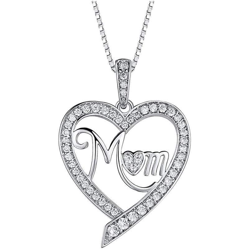 

Huitan Fashion Heart-shape Cubic Zirconia Pendant Necklace Women Love Gift for Mother s Day Birthday Silver Color Chic Jewelry