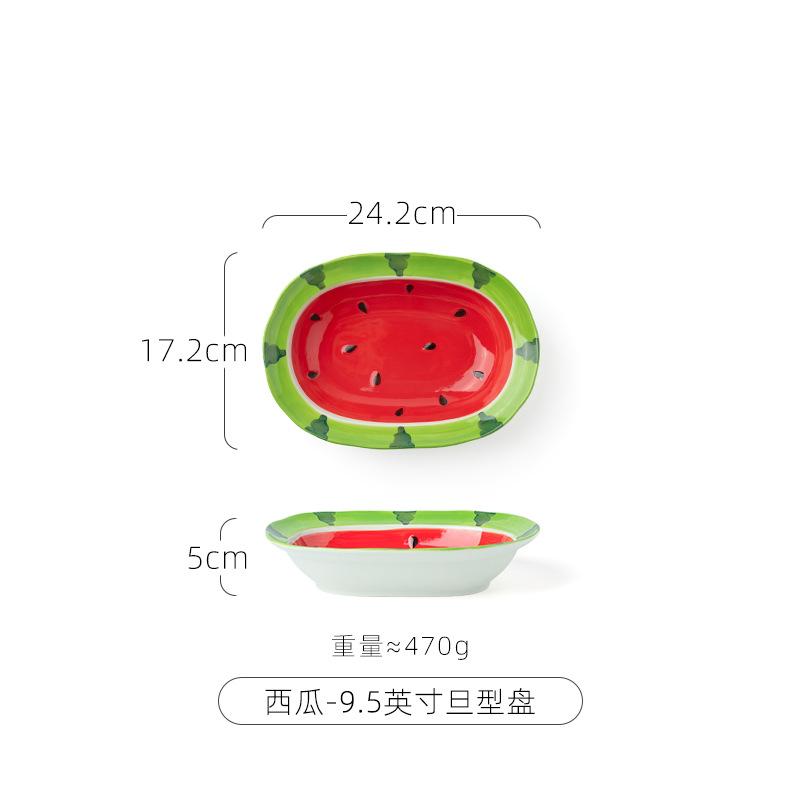 Watermelon Ceramic Tableware Bowls and Cups Lovely Tableware Kitchen Supplies Hand-painted Table Tableware Decorative Plate