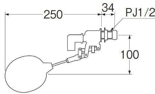 SANEI (formerly Sanei Faucet Manufacturing Co., Ltd.) Toilet Parts, Low Tank Ball Tap for Tanks Without Hand Washers, PJ1/2 V45-13