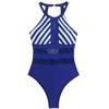 Spring and Summer European and American Fashion Sexy Striped Printed Mesh One-piece Swimsuit Women's Bikini Swimsuit