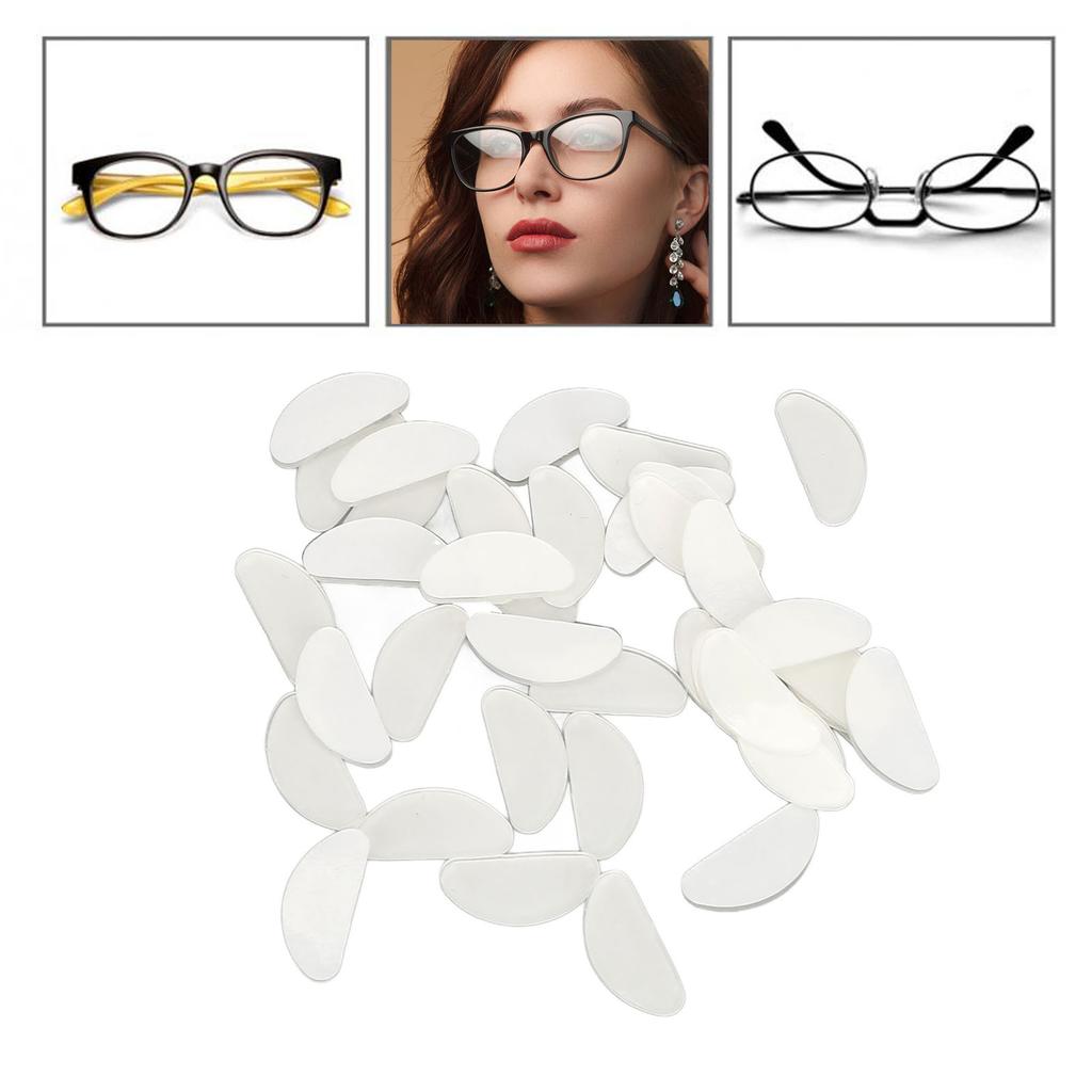 20 Pairs Silicone Eyeglass Nose Pads D Shaped Slip Resistant Adhesive Nose Cushions for All Types Glasses