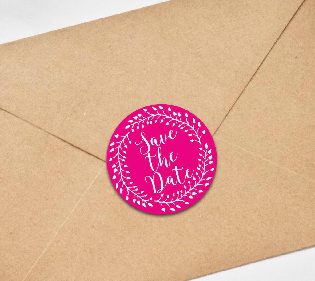 Darling Souvenir Black Round 1.6 Inches Vines Border Save The Date Stickers Non Customized Gift-45