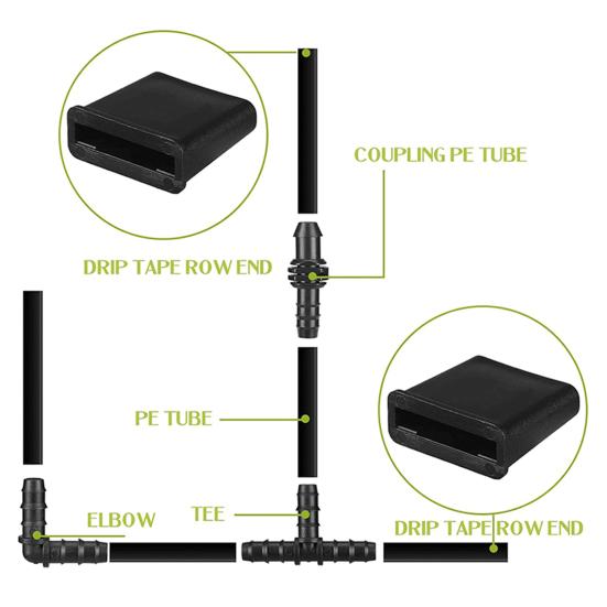 Drip Tape Row End Drip Irrigation System Tape Row End Water Drip Tape End Closure for 5/8'' Drip Tape No Leaking Drip Tape Irrigation Kit