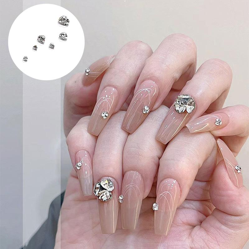 5Pcs 3D Shiny Nail Rhinestones Luxury Crystal Diamonds Classic Piles Of Diamonds Nail Art Decorations Diy Manicure Ornaments