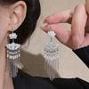 Resin Flower Fan Glass Tassel Earrings - Ethnic & Chinese Style Ear Ornaments for Women