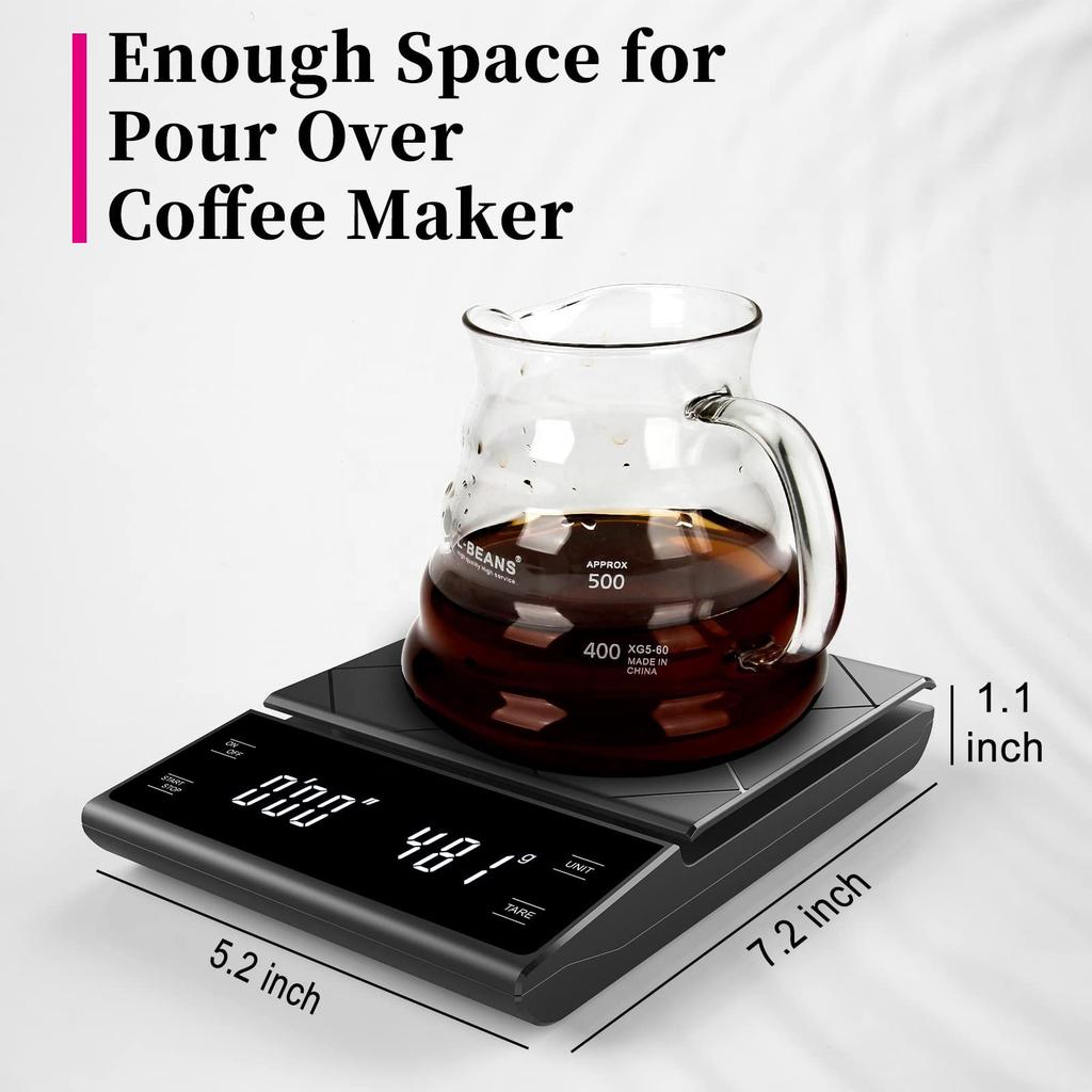 Electronic Coffee Scale Timer Brew Artisanal Java Pour Slow Drip French Press Multifunction Kitchen Food Scale Grams oz High