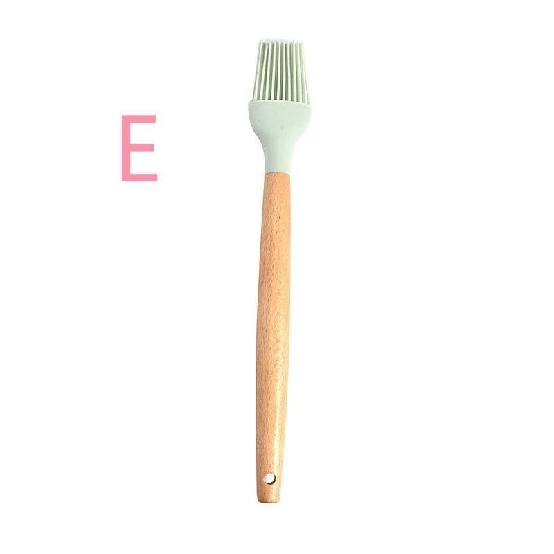 1 Pcs Silicone Kitchenware Set with Wooden Handle 12 Piece Non Stick Spatula and Spoon Kitchenware Set