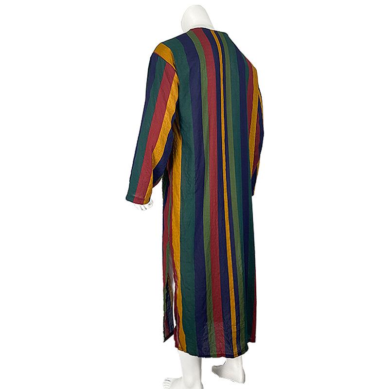 2026 Autumn Men's Striped Exotic Long-Sleeve Shirt-Robe