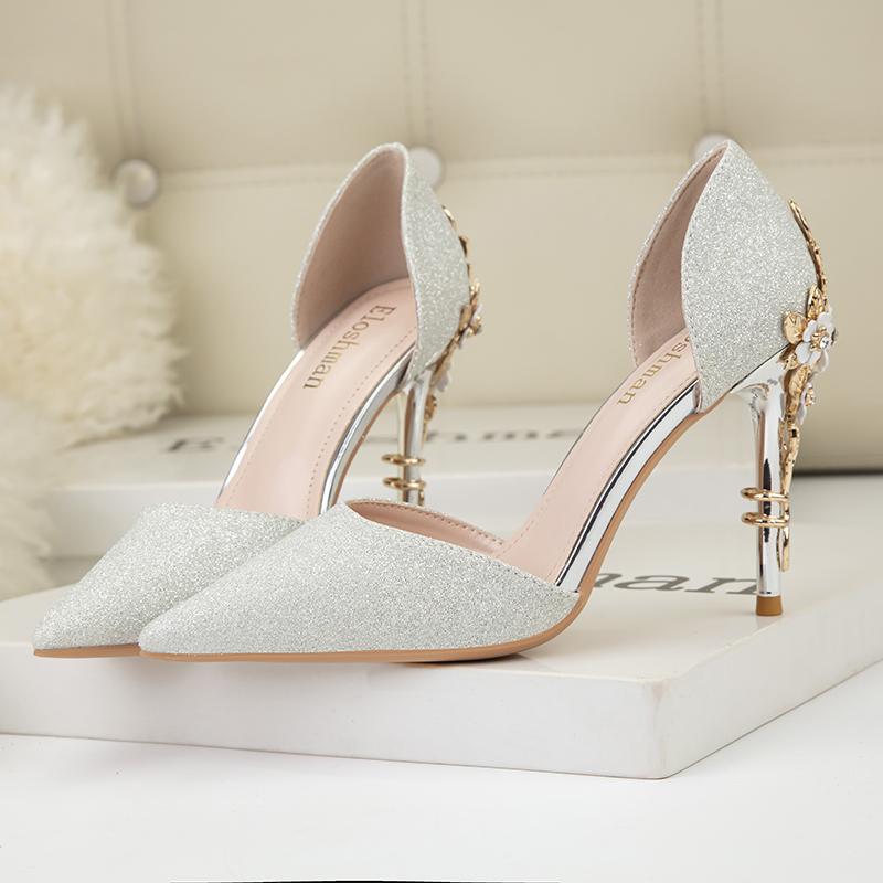 Fashion Sexy High Heels Women Shoes Rhinestone Bridal Wedding Thin Heel Shoes 9cm Fetish Silver Gold Stiletto Pointed Ladies Pumps 2025