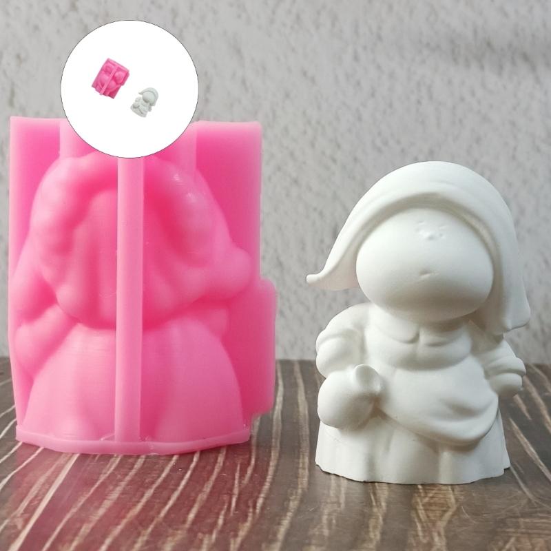 Food Grade Silicone Mold For Baking Epoxy Resin Casting 3D Girl Miniature Sculpture Crafting Tool Candle Soap Making