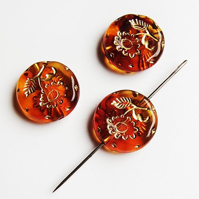 Retro Amber Gold-Inlaid Rose Mirror Heart Beading Supplies