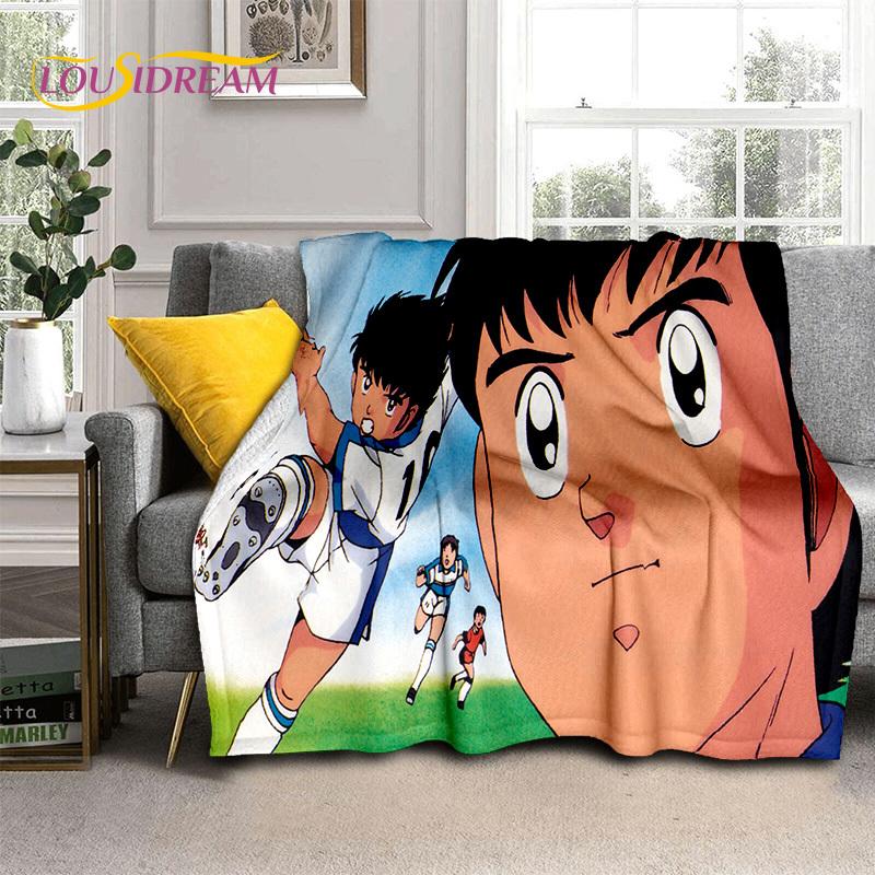 Cartoon Captain Tsubasa Fußball Weiche Flanelldecken, Überwurfdecke Bequeme Decke für Picknick Betten Sofa Zuhause Schlafzimmer Geschenke