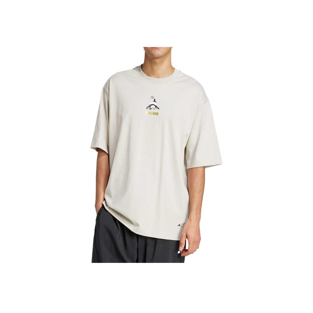 adidas Panda Goal T Logo Print Sportlich Lässig Rundhals Kurzarm T-Shirt Unisex Oberteile Miracle-Bauxite-Braun JZ3271