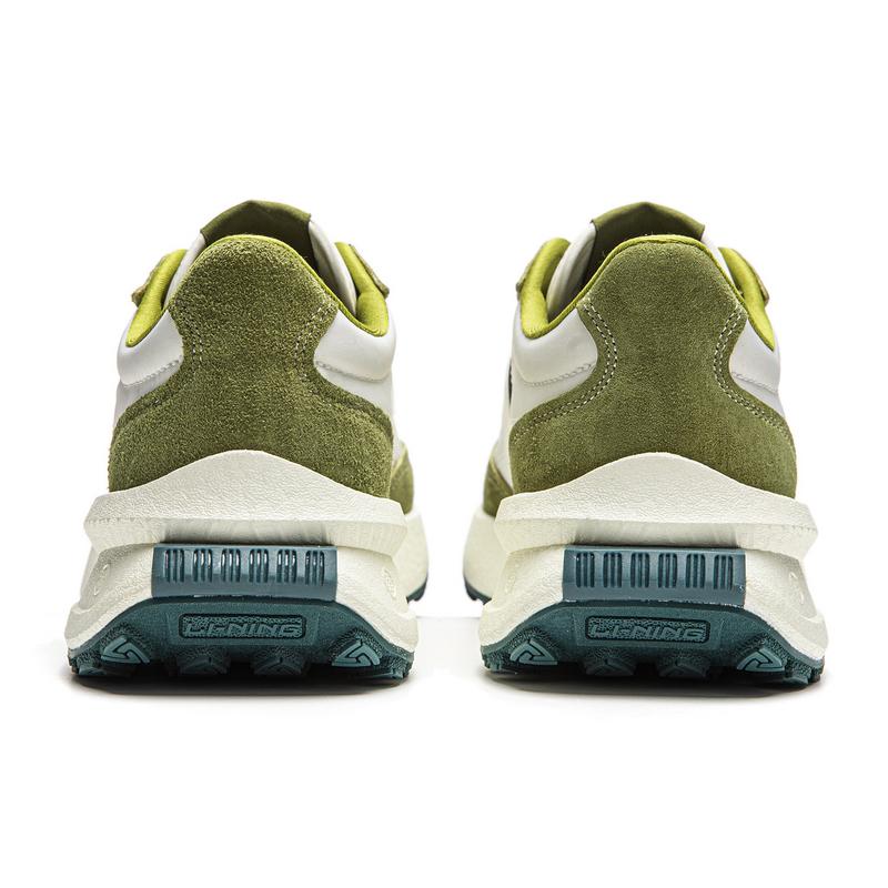 Li Ning Light Boat Odblaskowe Modne Niskie Codzienne Buty Unisex Codzienne Buty Białe Zielone AZGU081-5