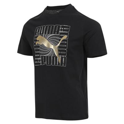 Graphics Foil Logo Sports Casual Short Sleeve T-Shirt Men Tops Black 687707-01