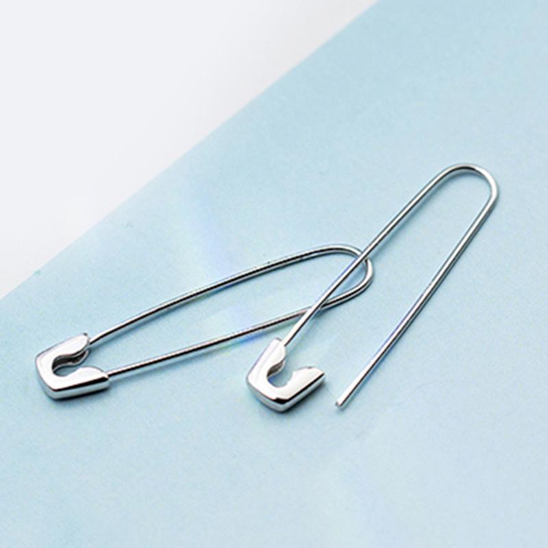 1 Pair PUNK Rock Brief Style Earring S925 Silver Small Safety Pins Puncture Unique Stud Earring for Women Men Delicate Jewellry
