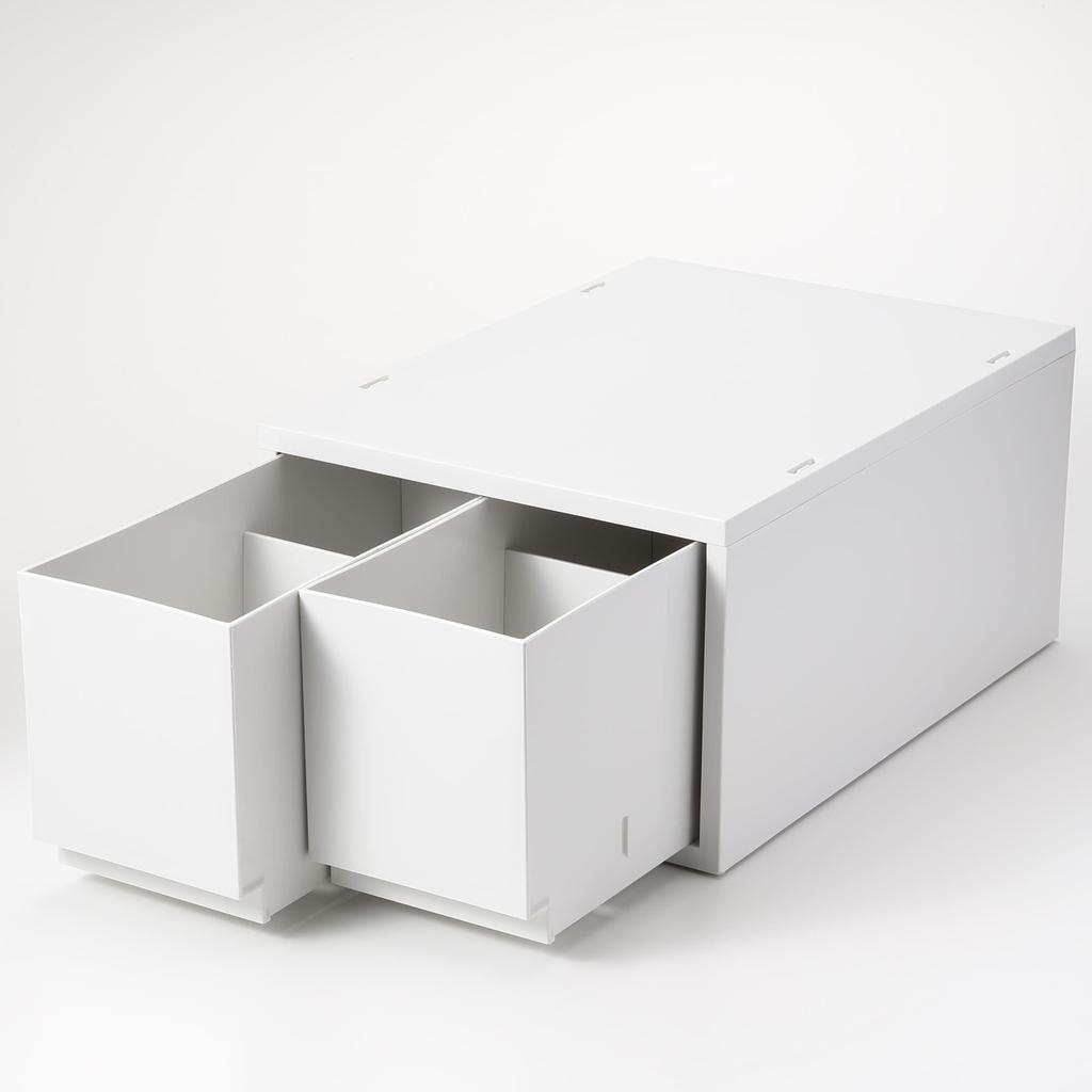 MUJI Polypropylene Small Item Storage Case Large 2 Drawers White Gray 83831929
