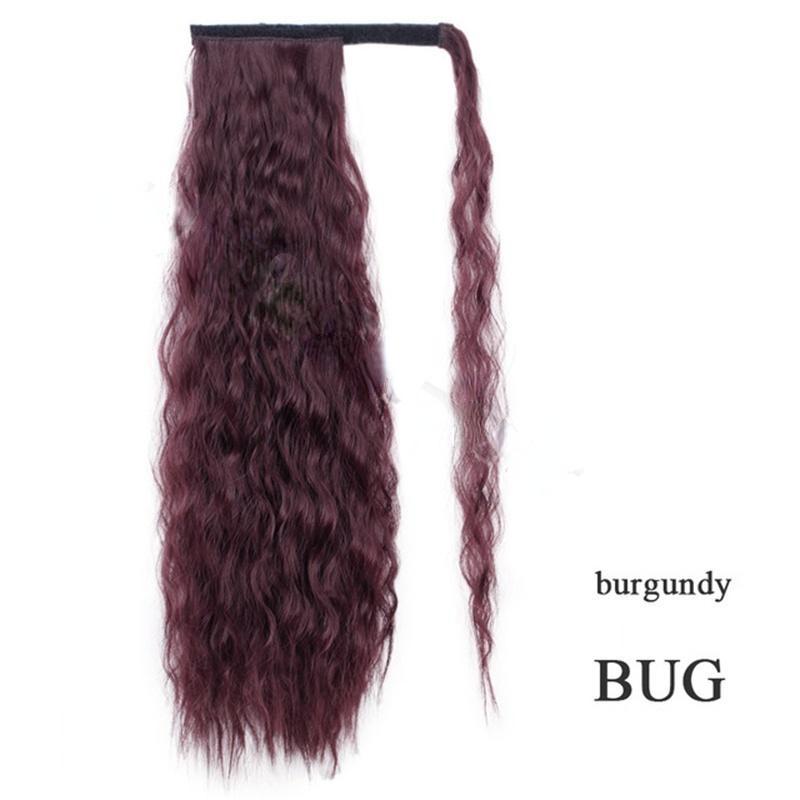 MISS WIG Corn Wavy Long Ponytail Synthetic Hairpiece Wrap On Clip Hair Extensions Ombre Ponytail