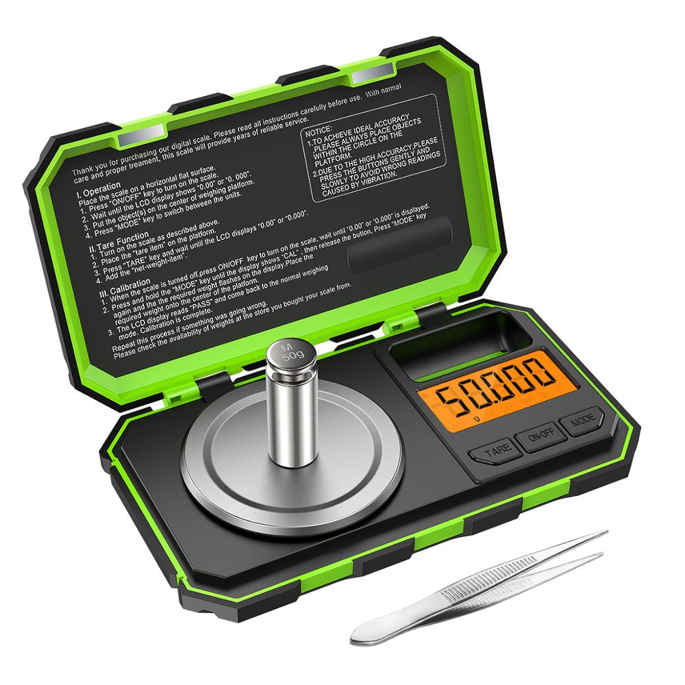 0.001g 50g Mini Digital Scale Jewelry Milligram Scales Portable Kitchen Baking Scale with Calibration Weight