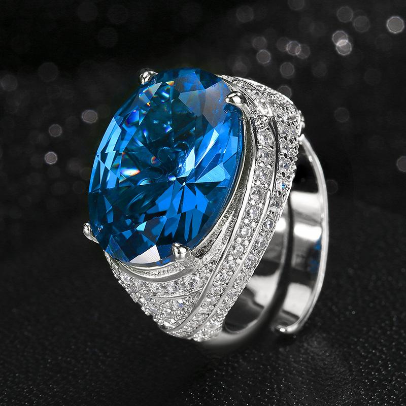 Jewelry Copper Bottom Gold-Plated Simulation Para Green Copper Egg-Shaped Ring Heroine Stone 13 * 18