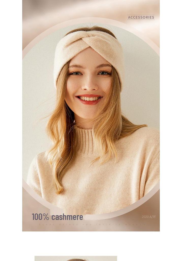 Women's 100% Pure Cashmere Cable Knit Wide Headband for Autumn/Winter