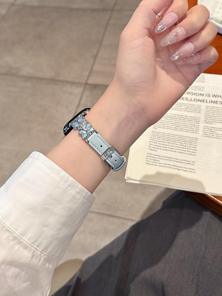 Enamel Butterfly Leather Strap for Apple Watch Series 2-10