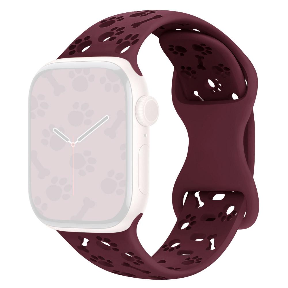 Silicone Band For Apple Watch Series 10 9 8 7 SE 6 5 4 3 2 1 42mm 41mm 40mm 38mm Dog Paw Bone Design Watch Strap