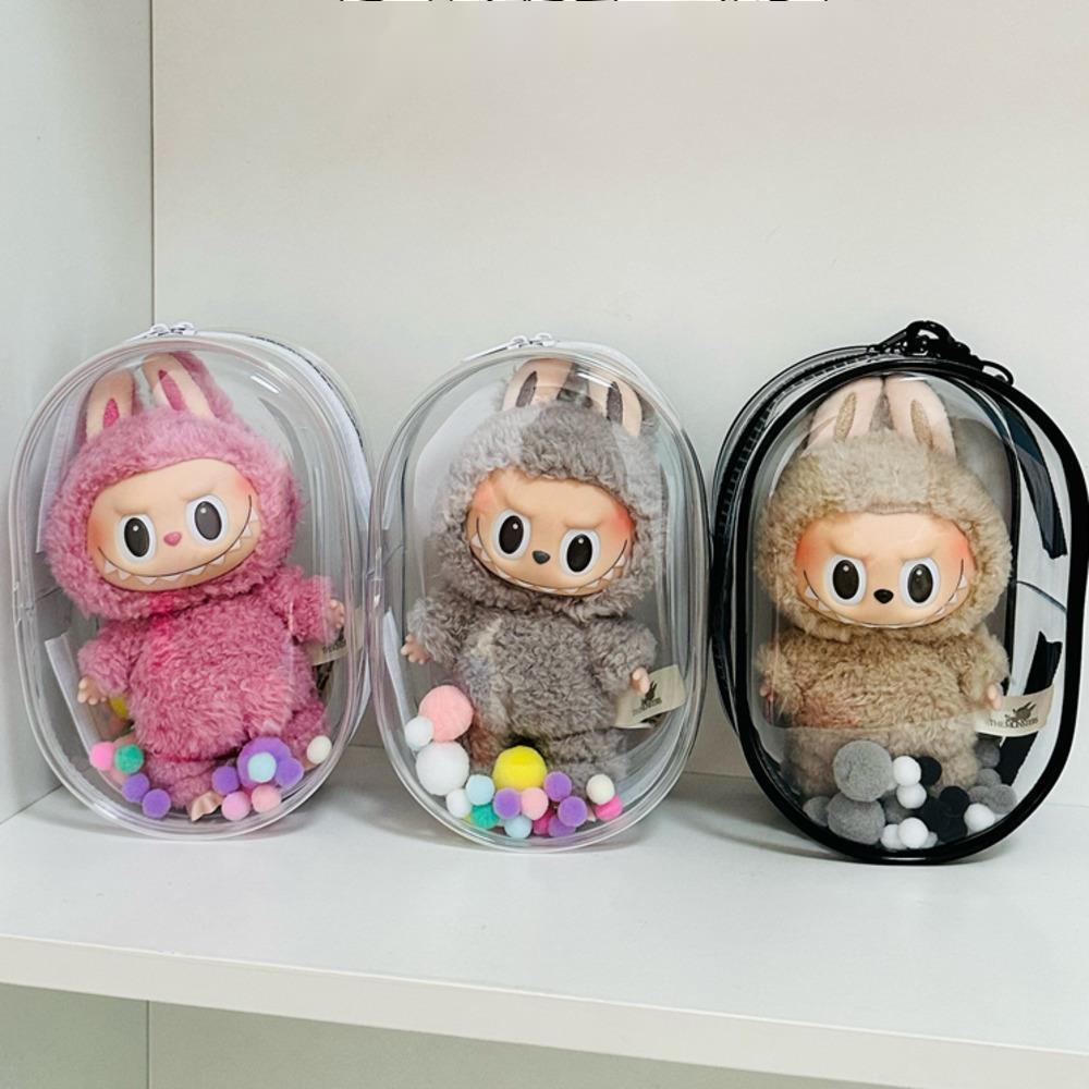 V1 V2 Labubu Protective Cover Cotton Doll Sitting Bag Transparent Doll 17cm Dustproof Hanging Plush Doll Dust Drying Doll Bag