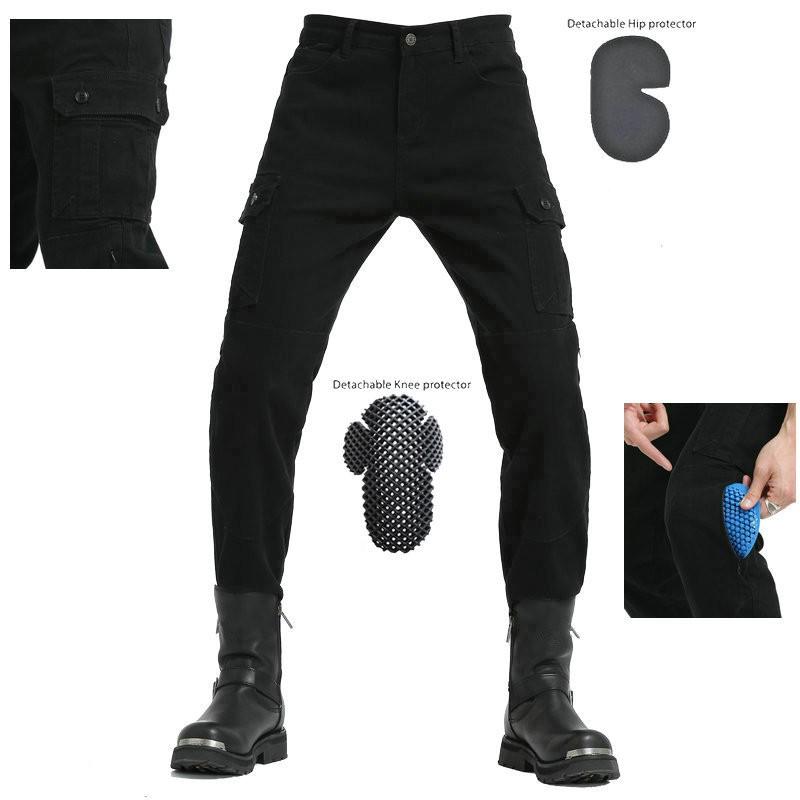 Motorrad-Reithosen für Herren mit Schutzeinlagen, Mehrere Taschen, Taktischer Cargo-Stil, Verstellbarer Bund, Sturzschutz-Design