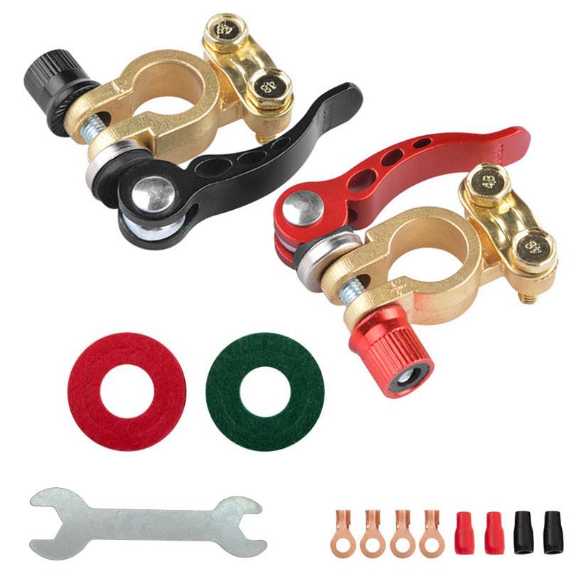 2 Pair Quick Disconnect Auto Cables Connectors Car Battery Bornes Main Cable Post Clamp Terminal Screw Connection For Car Truck