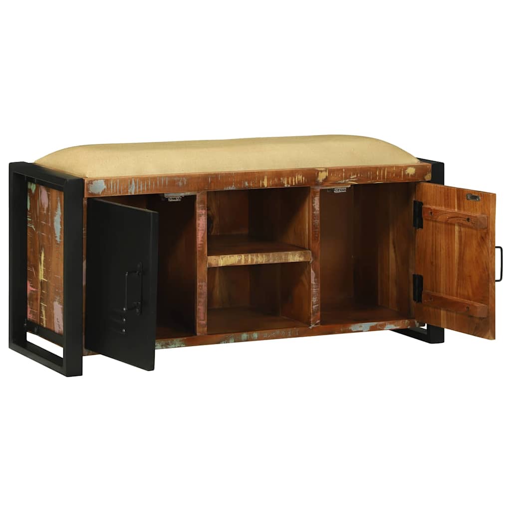 Storage Bench Multicolored 100 X 35 X 50 Cm Solid Reclaimed Wood