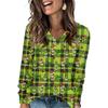 Women's Fashionable Loose-Fit V-Neck Long-Sleeved T-Shirt Christmas Print Pullover