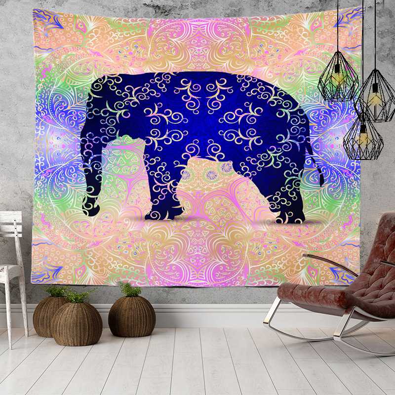 Kjøp Mandala Elephant Wall Hanging Tapestry Bohemian Macrame Wall Blanket Cloth Wandkleed Home