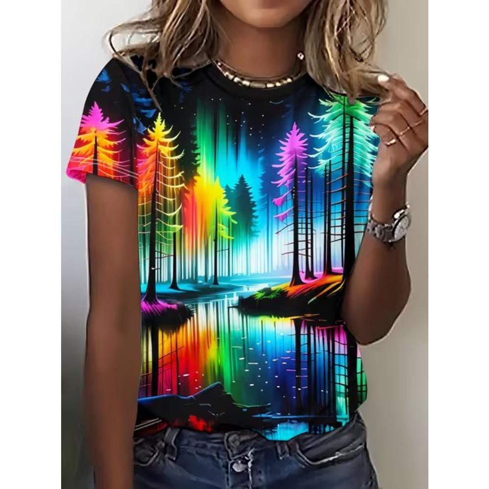 Fashion Women Floral Print T Shirt Funny Casual O-neck Short Sleeves T-shirt Summer Female Tee Shirt