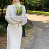 Rollkragen frauen Kleid Langarm Pullover Kintted Kleider Frauen Hohe Taille Schlank Herbst Winter Pullover Stricken Lange Robe Neue