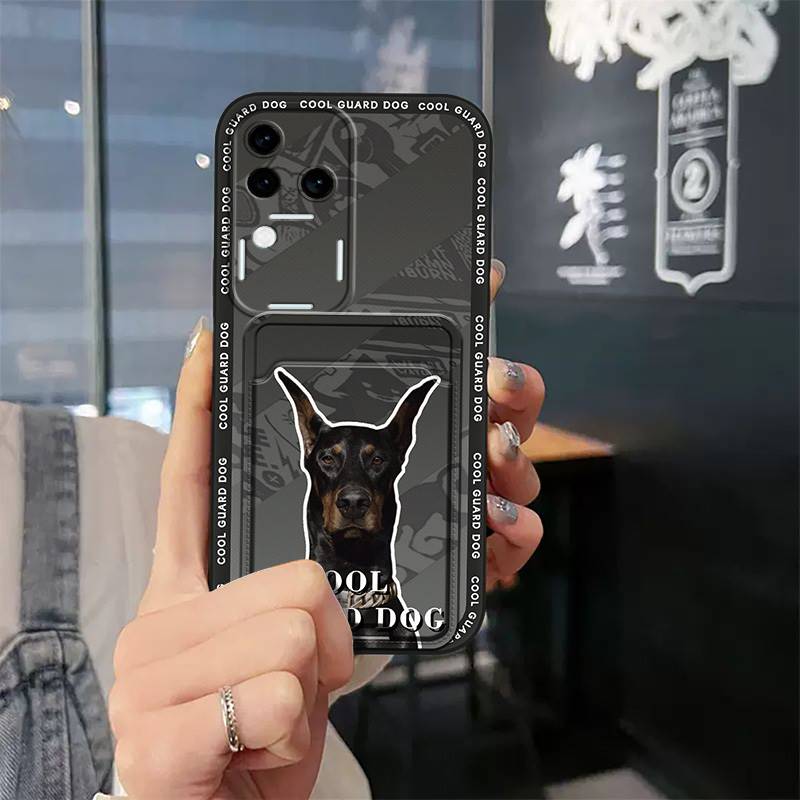 Card Slot Dirt-resistant Phone Case For VIVO S18 Pro/V30 Pro TPU Protective Cartoon Card Sleeve Graffiti Cute Soft Case
