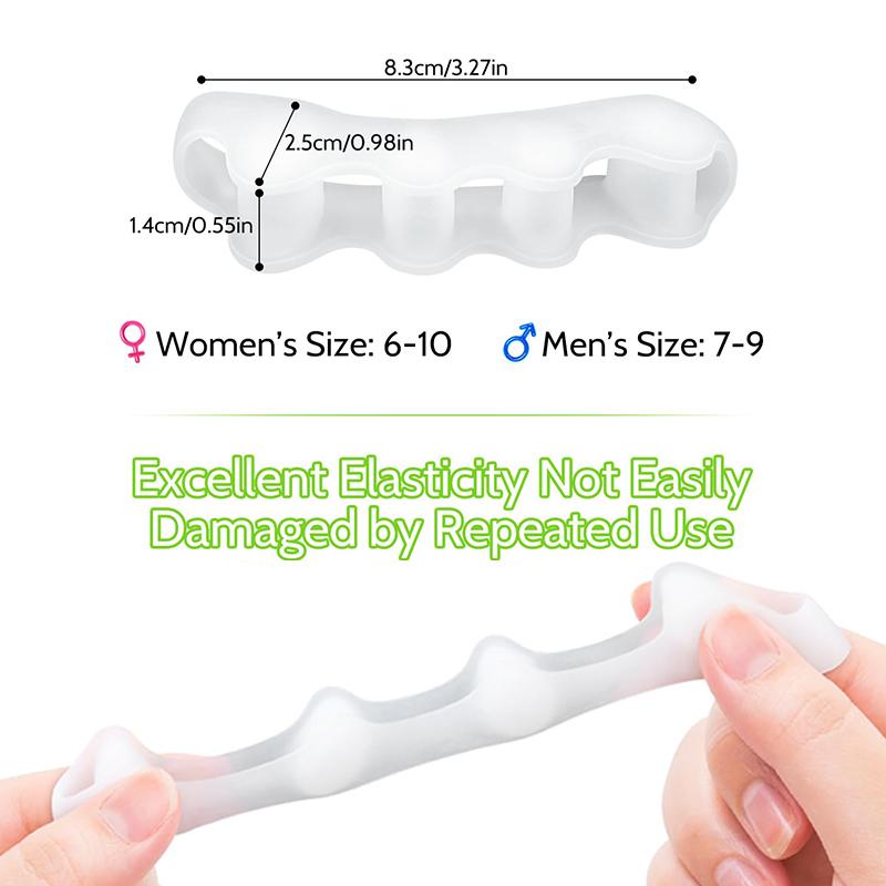 2pcs Four-Hole Toe Separator Silicone Overlap Toe Corrector Thumb Hammer Insoles Corrector Reusable Toe Spacers for Feet Spacers