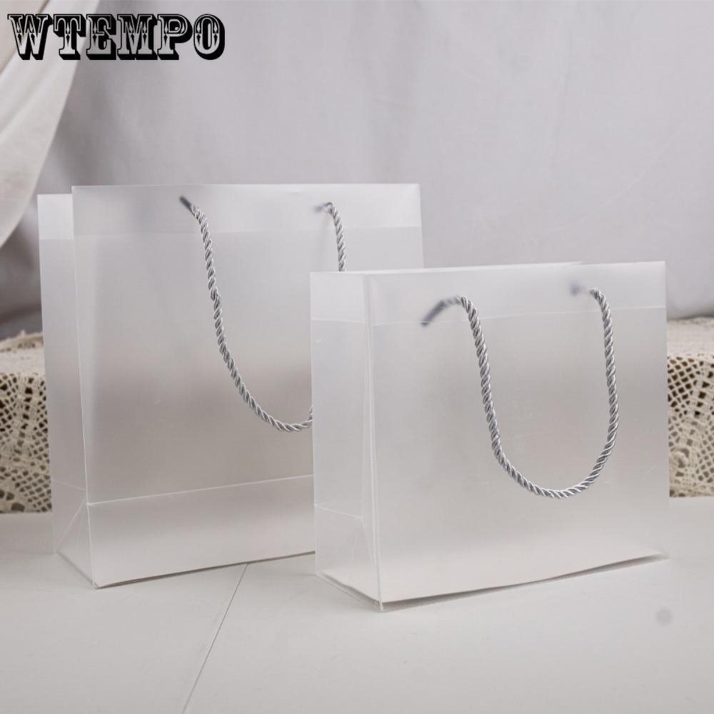 10pcs Frosted Plastic Gift Bags with Rope Handles Gift Bags Shopping Bag for Small Business Gifts Wedding Party Favors Birthdays Treat Wrap Bags