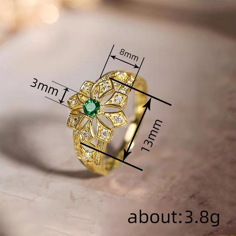 CopperFlower Rings Green Cubic Zirconia Gorgeous Women Rings for Wedding Anniversary Gift Luxury Trendy Jewelry