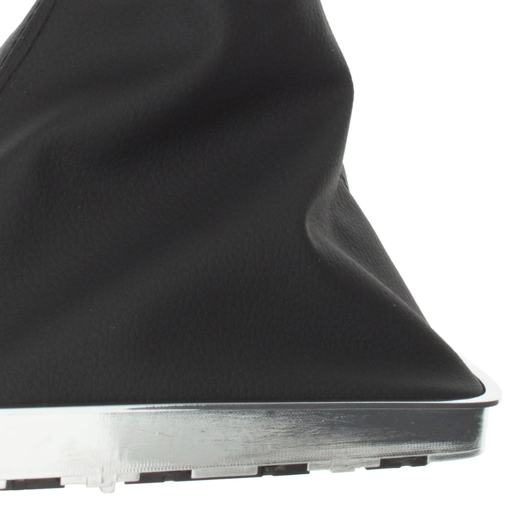 VW Passat B6 05-10 Gear Shift Knob Silver & Leather Boot with Chrome Frame, 6-Speed, Wide Ring