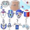 Guardian'S Hand Pendant Blue Football Skull Cross Bead Originalcopper Bead Fit Bracelet Accessory Women Jewelry Diy Gift