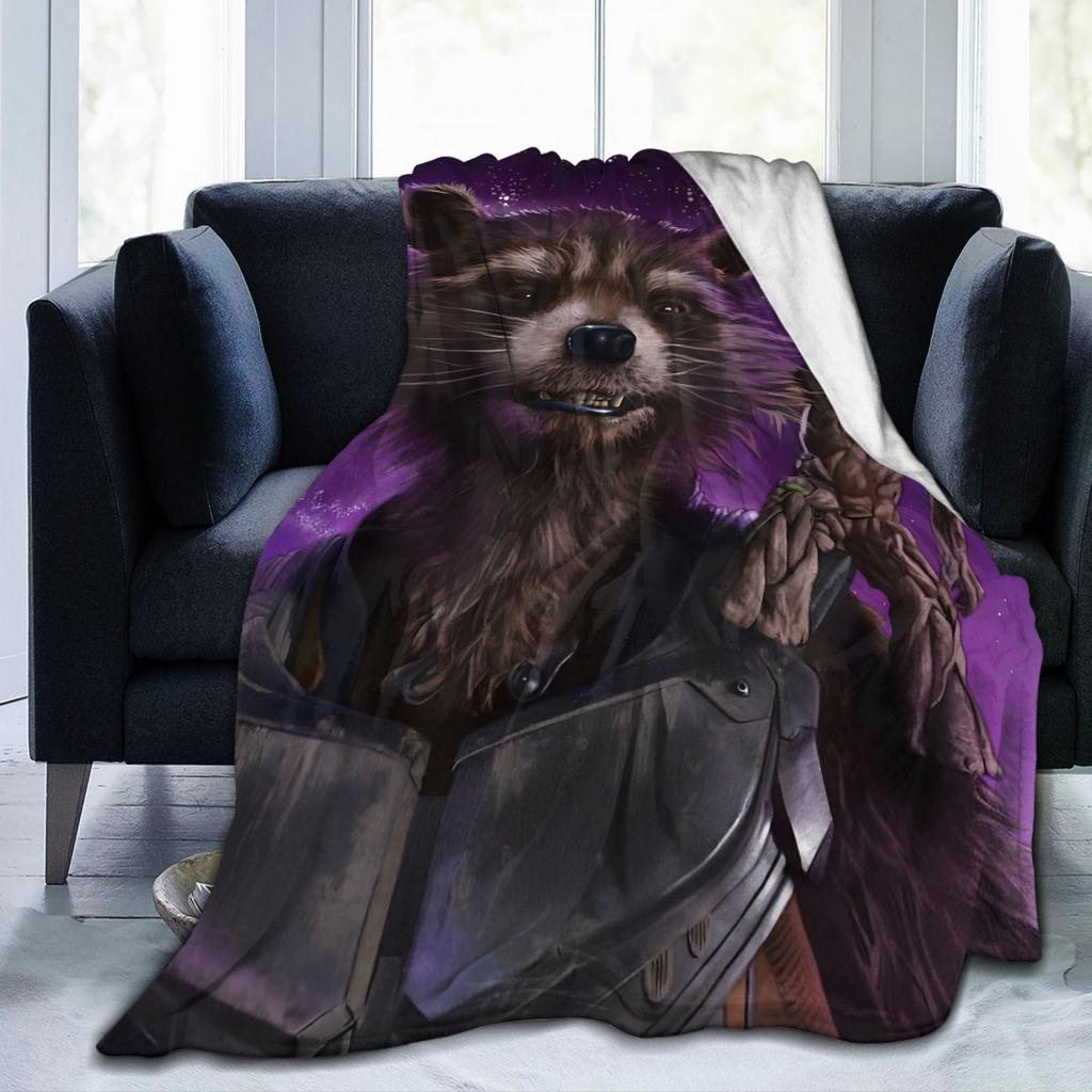 Strážci Galaxie Groot Flanelová Přehozová Deka Rocket Raccoon na Postel Pletená Deka Venkovní Tenká Přenosná Prošívaná Deka
