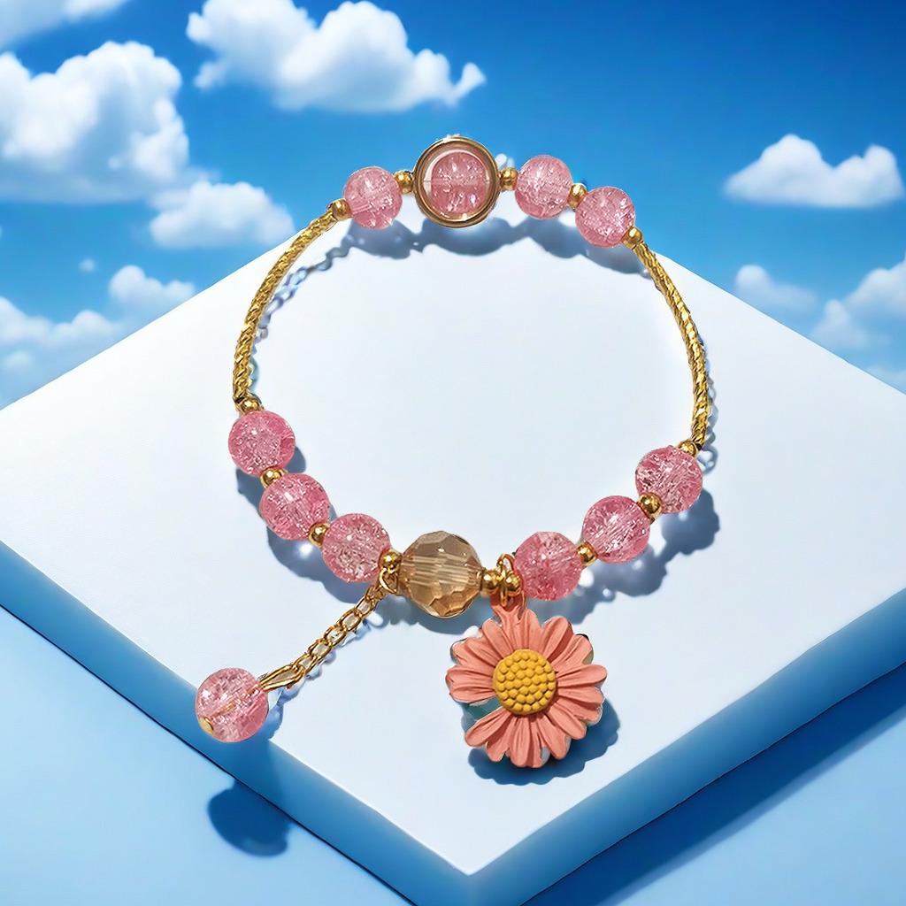 Crystal Daisy Burst Bracelet - Sweet Floral Design, Niche High-End Cross-Border Bestseller