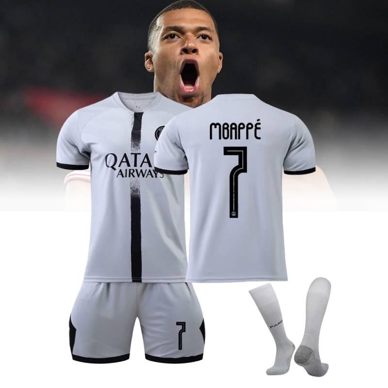 Kid Unisex Adult Football Jersey Mbappe Number 7 Sport Uniforms Set Boys Girls